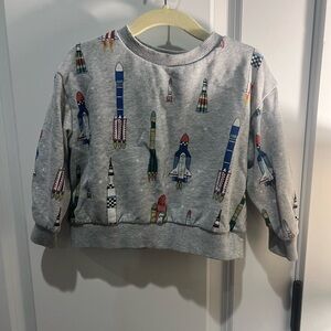 Mini Boden Gray Rocket Print Kids Sweatshirt